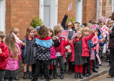 School children queuing in Church Street