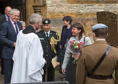 Lord Lt, Lt Col and Mrs Rushen at the church door