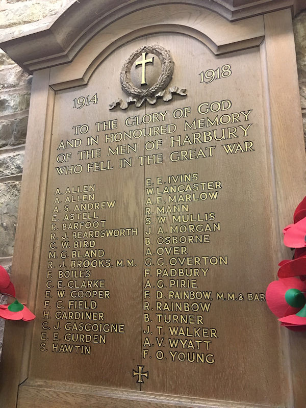 War Memorial in Harbury Church