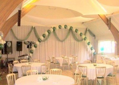 Main Hall decorated for a wedding reception