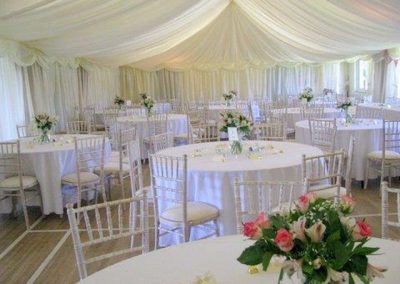 Main Hall decorated for an elaborate wedding reception