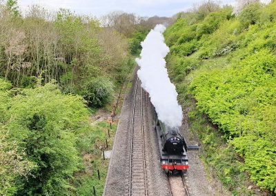 Steam train in Harbury Cutting, by Chris Dominick