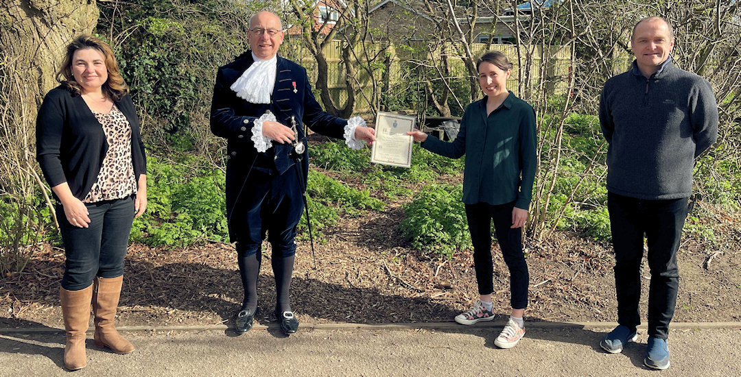 Presentation of the certificate by the High Sheriff of Warwickshire